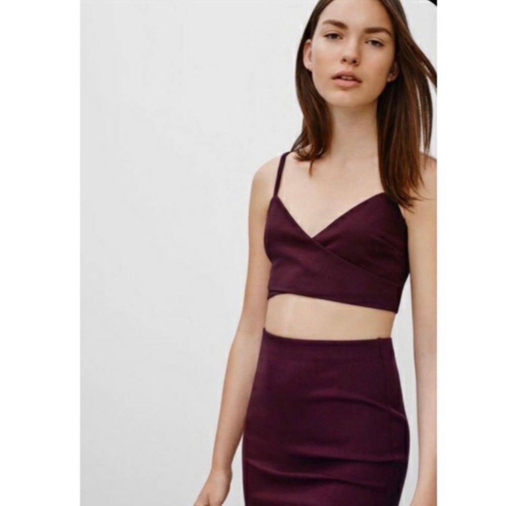 SUNDAY BEST M Gwynne Cropped Tank Bordeaux Wine Size Medium ARITZIA